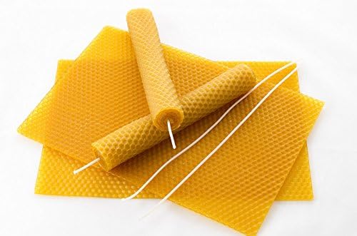 Naturra 20 100% Bienenwachs Stabkerzen handgerollt mit Wabenmuster Set - ca. 12 Stunden Brenndauer p