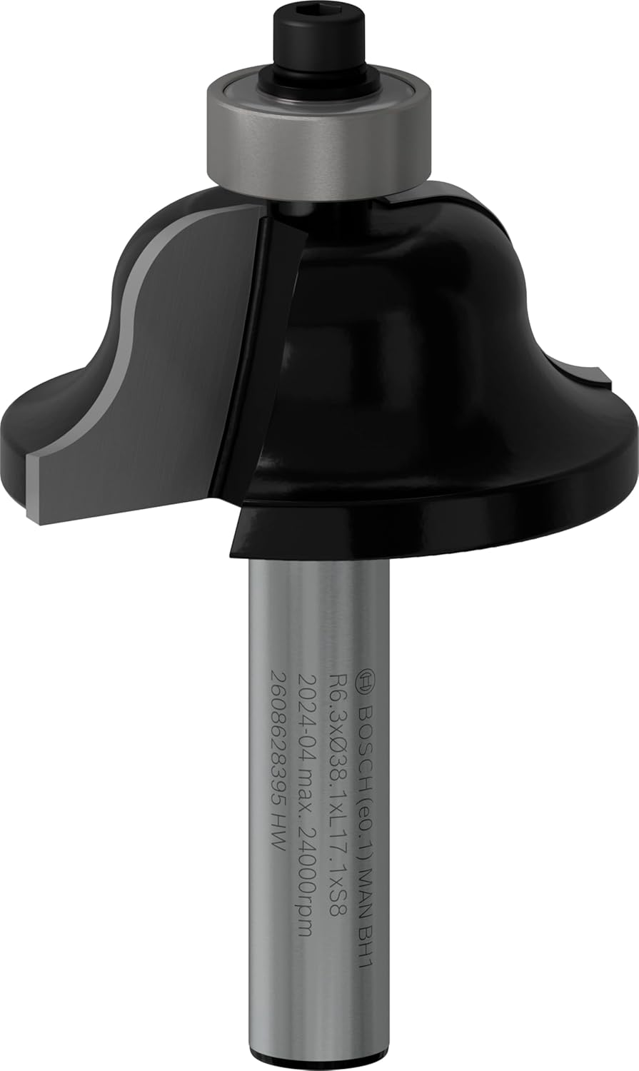 Bosch Professional 1x Kantenformfräser Standard for Wood (für Holz, Radius 6.3mm, Arbeitslänge 17.1m