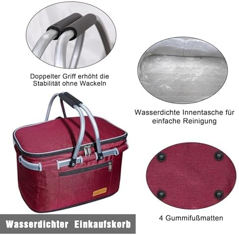 Einkaufskorb Kühltasche Gross Isolierkorb KüHlkorb KüHltasche Picknickkorb Picknicktasche mit Zwei G