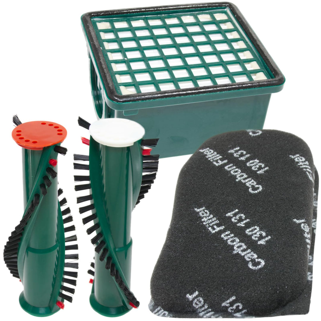 DeClean 1 x HEPA-Filter, 1 x Aktiv-Geruchsfilter Motorfilter 1 Set Bürsten rot/weiss kompatibel mit