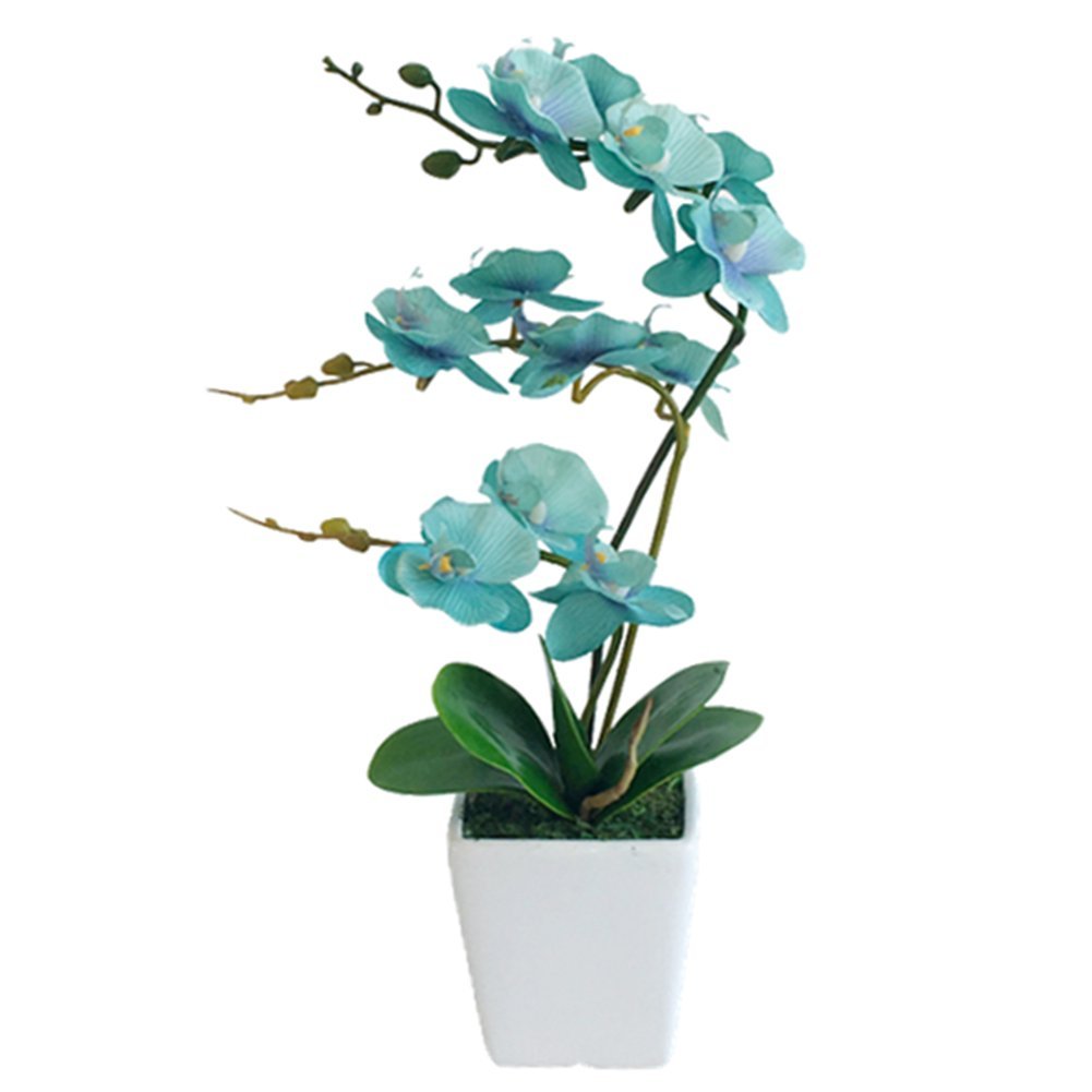 Künstliche Phalaenopsis-Orchidee aus Seide, 38,1 cm hoch, goldblau, Goldblau