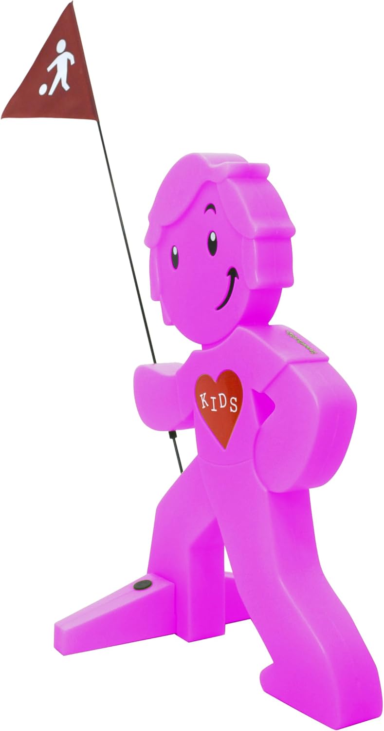 StreetBuddy - Warnfigur mit Fahne, reflektierender Warnaufsteller für Kindersicherheit - Achtung lan