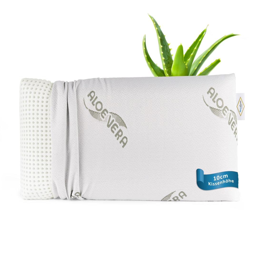 orthopädisches Nackenstützkissen aus Visco Gelschaum &amp; Aloe Vera Bezug - Kopfkissen Atmungsaktiv, Sc