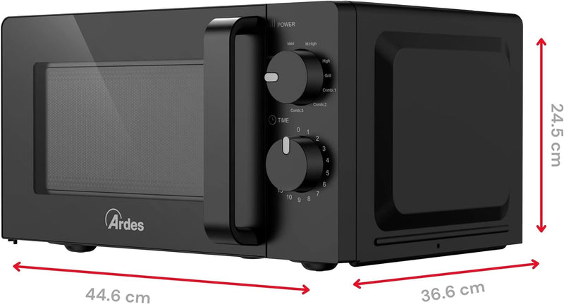 ARDES - Mikrowellenherd 20 Liter Kleiner Kombiofen Mikrowelle und Grill mit 5 Leistungsstufen und 9