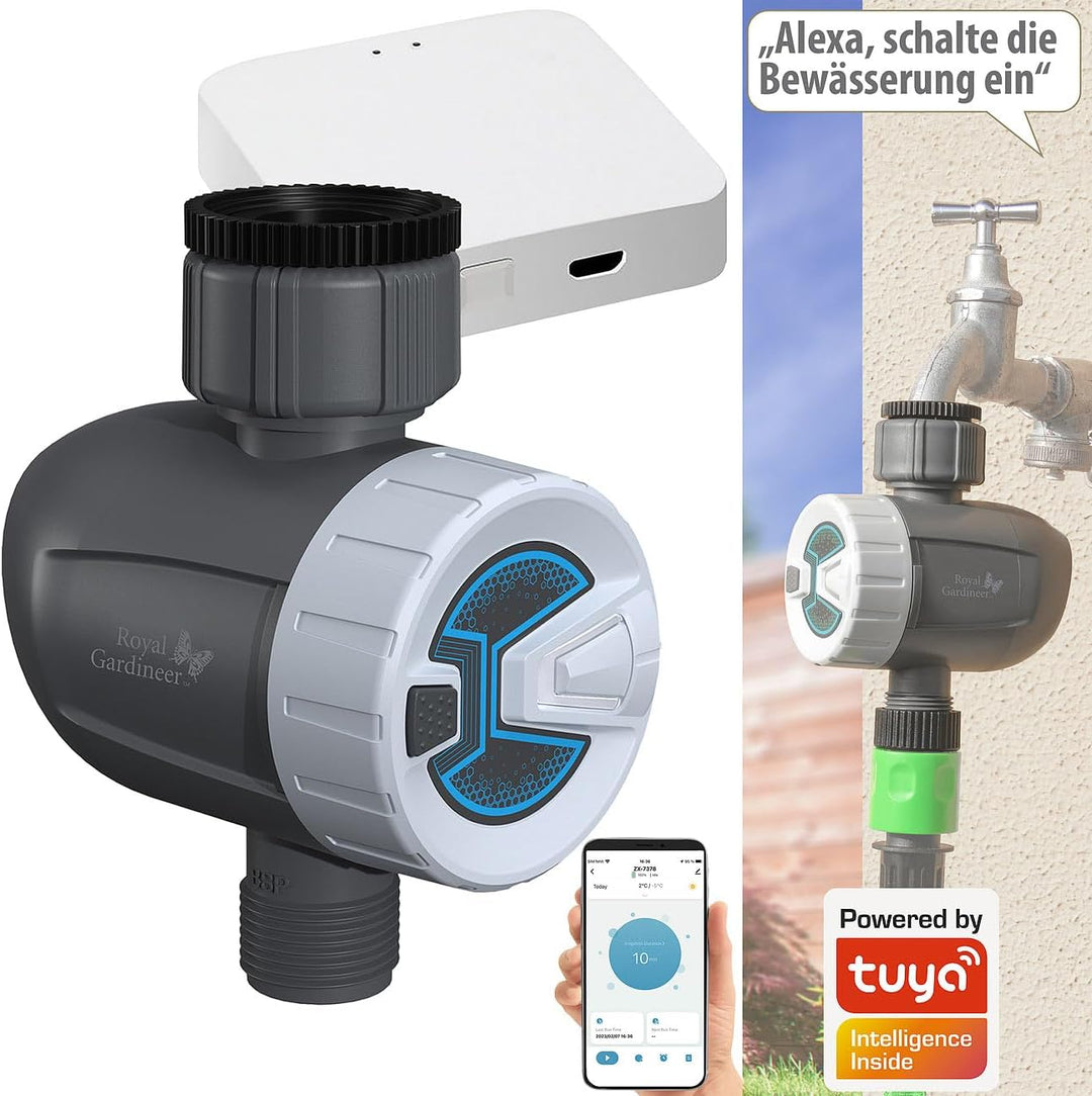 Royal Gardineer WLAN Ventil: Smarter programmierbarer Bewässerungscomputer mit WLAN-Gateway & App (S