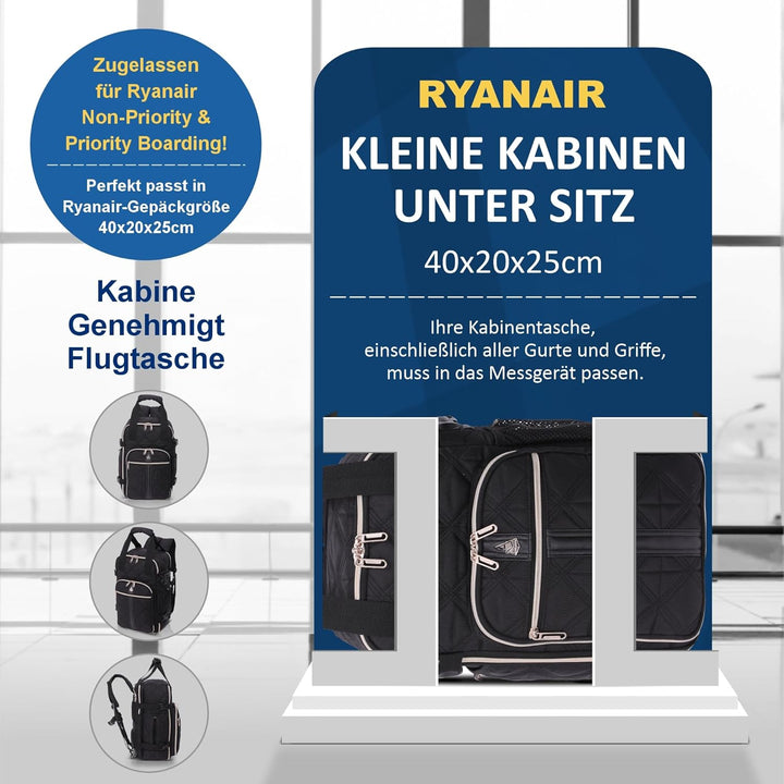 Aerolite Ryanair Handgepäck, 40 x 20 x 25 cm, maximale Grösse, zugelassen, Reisegepäck, leicht, Schu