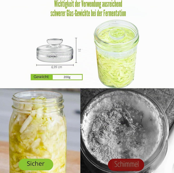 Artcome Gärgewichte aus Glas mit einfachem Griff und einzigartigem Textur-Design für grosse Einmachg