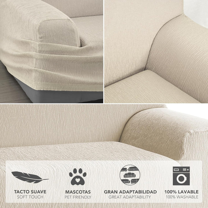 Martina Home Emilia - Elastischer Bezug für Sofa, Marfil, 3 Plätze (170 bis 220 cm) 3 Plätze Elfenbe