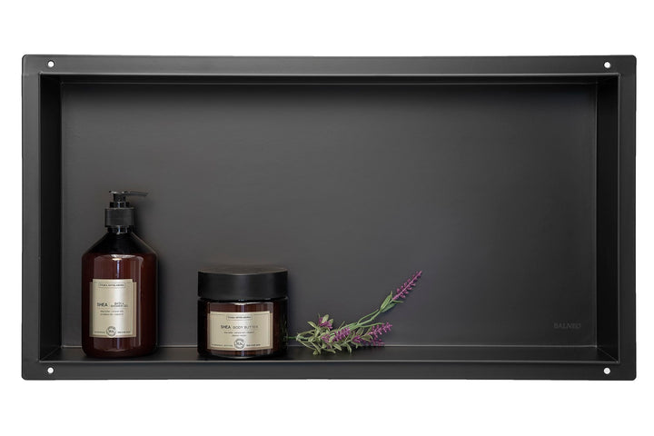 Balneo WALL-Box NO RIM - Schwarz Nische Edelstahl - Schwarz Wandnische Dusche - Wasserdicht - Flexib