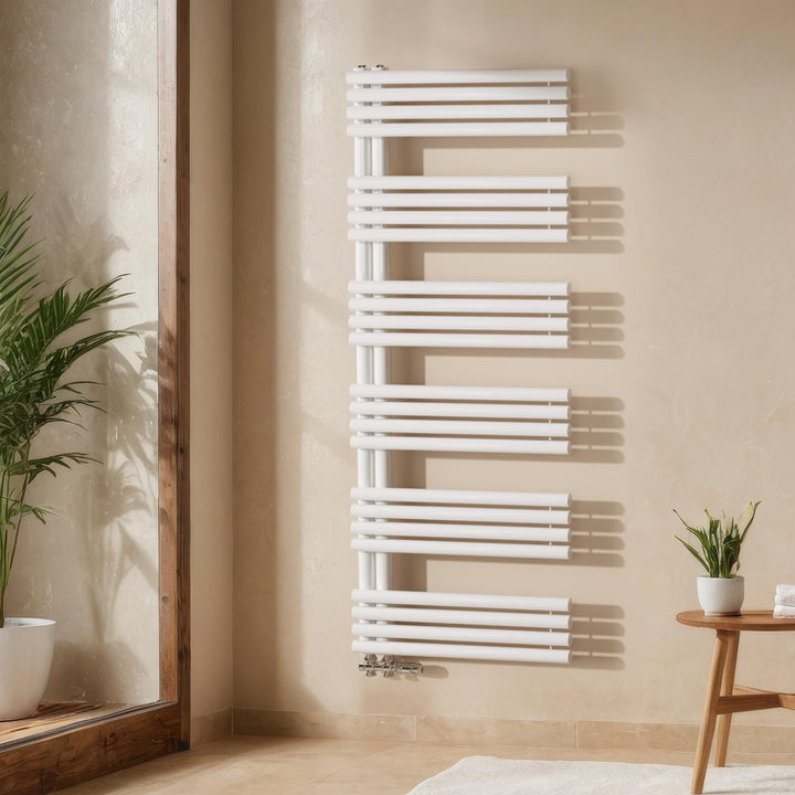 EMKE Design Rundrohr Handtuchheizkörper 1535x600 mm, Badheizkörper Handtuchhalter mit Seitenanschlus