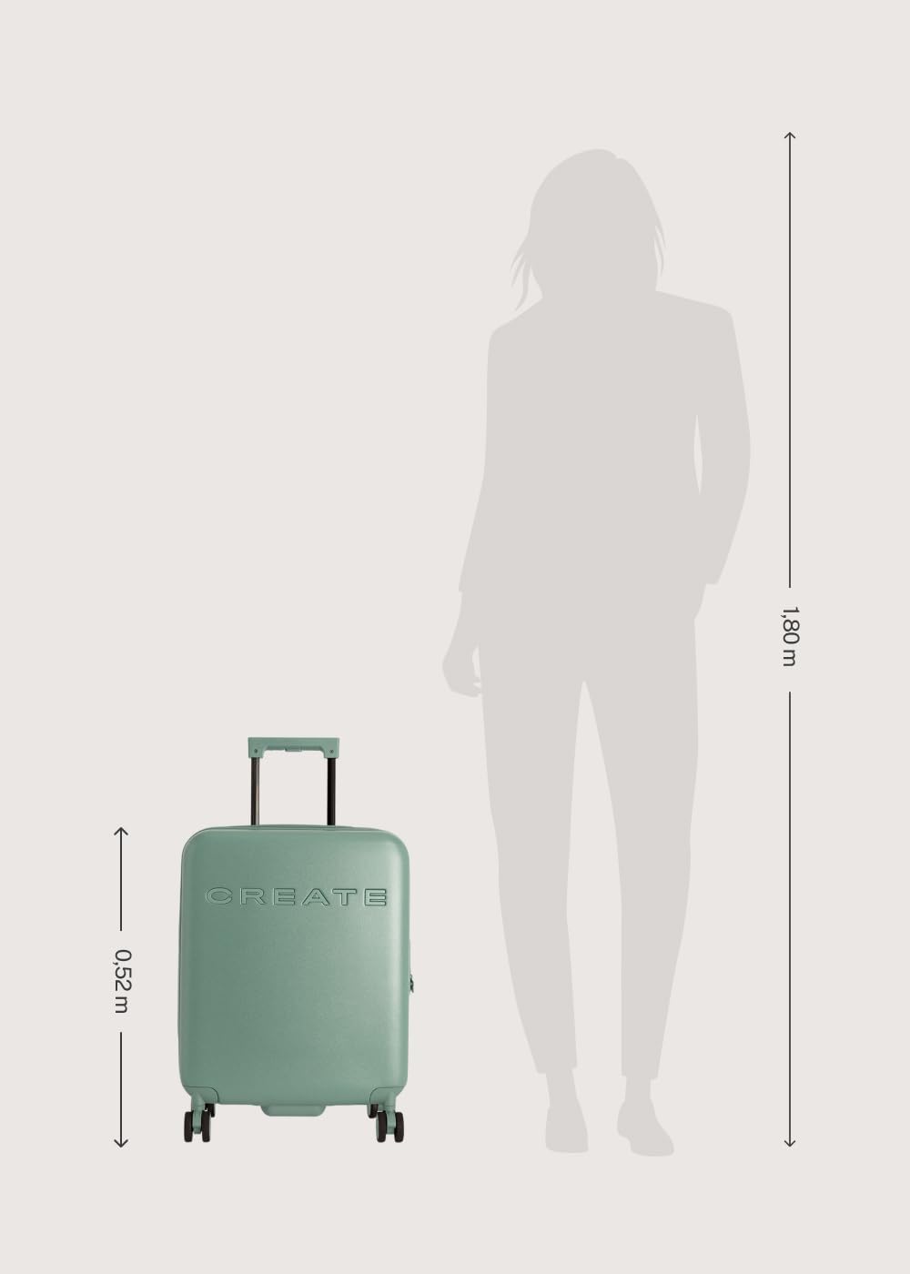 CREATE Luggage Studio/Hartschalenkoffer aus Lavendel/TSA-Vorhängeschloss, 4 Doppelrollen, Innen-Orga
