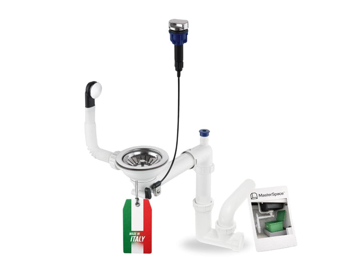 GRANMASTER Automatischer Platzsparender 1-Kammer-Siphon mit überlauf - Ablaufgarnitur für Spüle - Ma