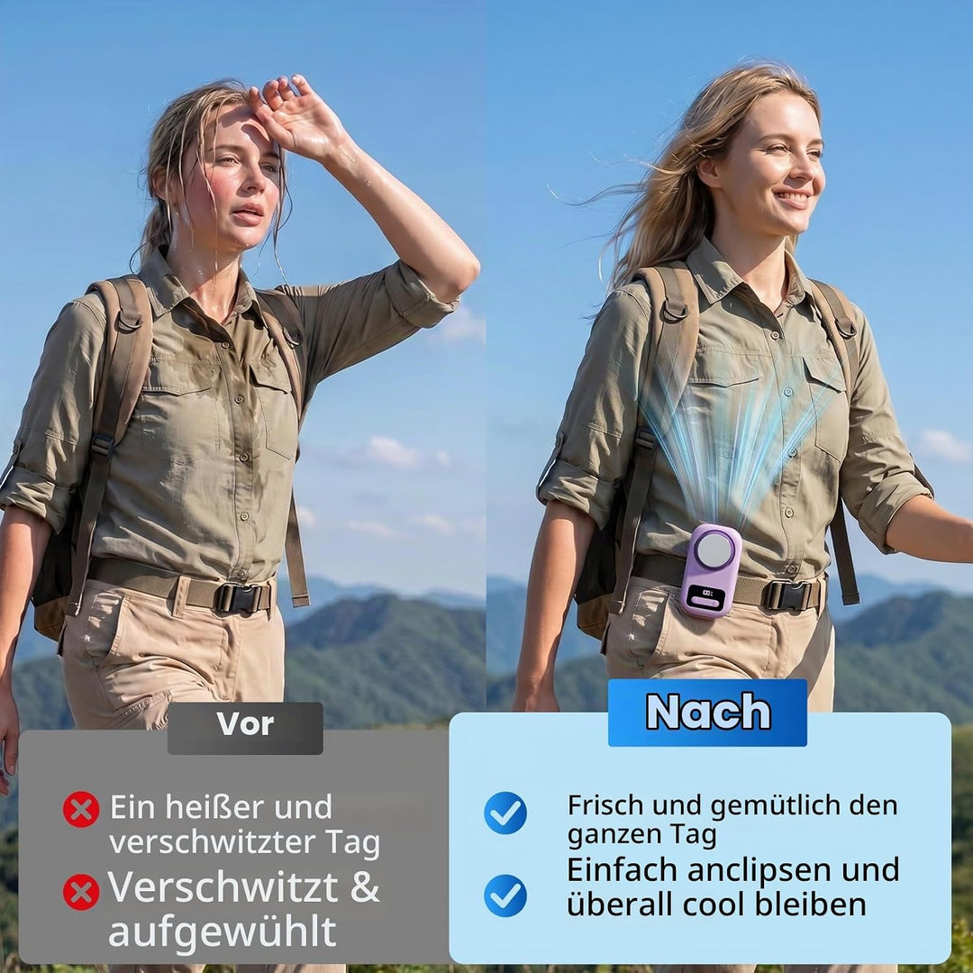 Morelax Tragbarer Mini Ventilator Hand mit Eiskühlung &amp; Digitalanzeige, USB-C,5 Stufen Lila-taro, Li