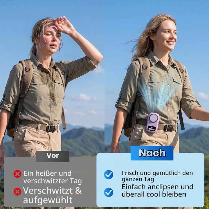 Morelax Tragbarer Mini Ventilator Hand mit Eiskühlung &amp; Digitalanzeige, USB-C,5 Stufen Lila-taro, Li