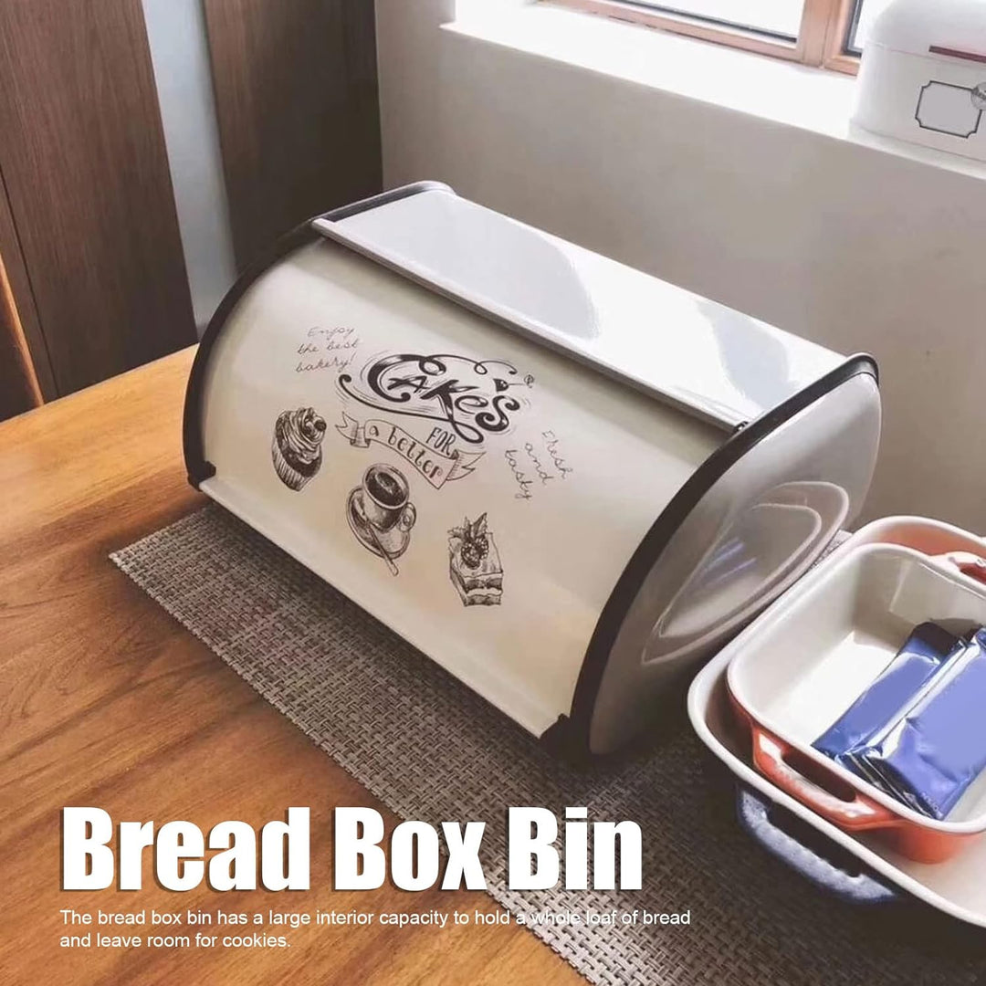 Natudeco Grosser Brotkasten, Brot-Organizer, Cupcake-Spender, Metall-Brothalter Mit Rolldeckel-Tür,