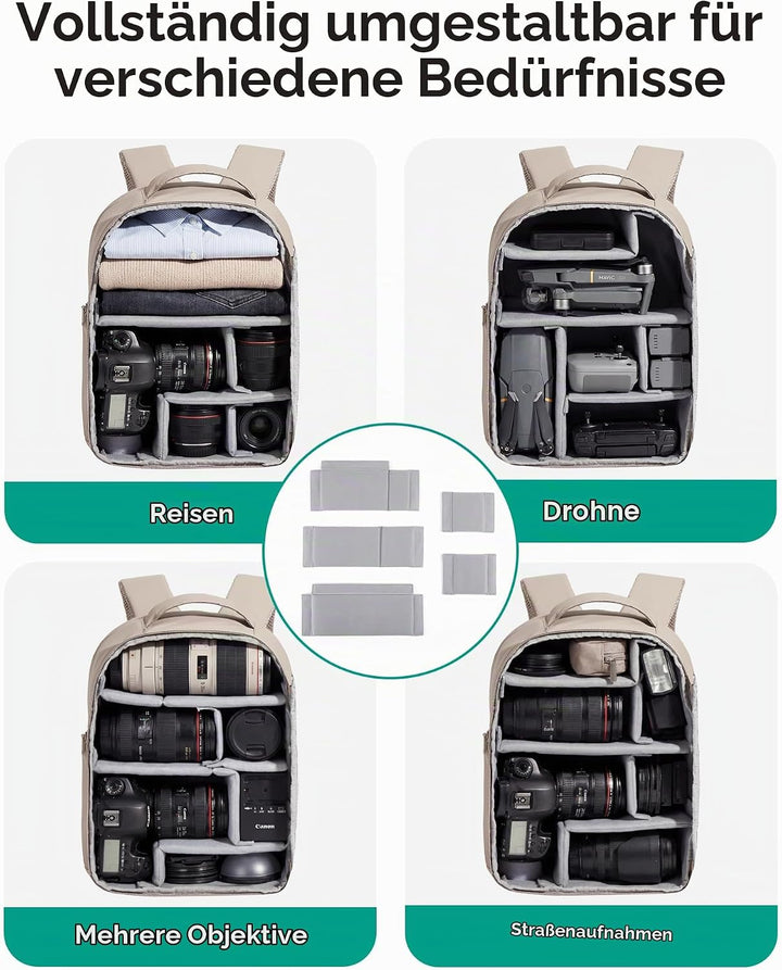 bagsmart Kamerarucksack Fotorucksack wasserdicht mit 13.6 Zoll Laptopfach für Sony Nikon Canon Kamer