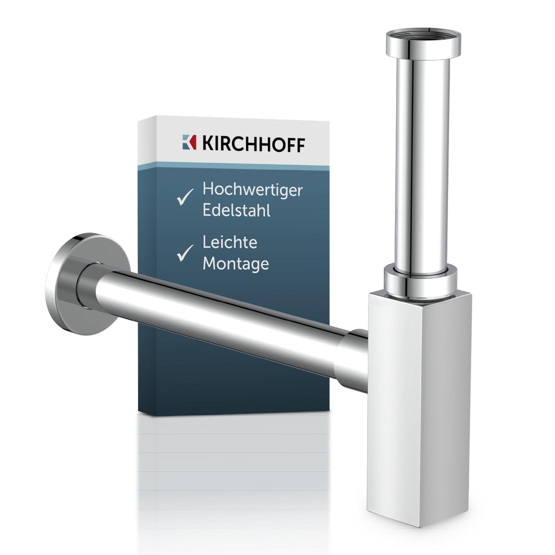 KIRCHHOFF Flaschensiphon Design Siphon, Abfluss, Ablaufgarnitur für Waschbecken und Waschtisch, Geru