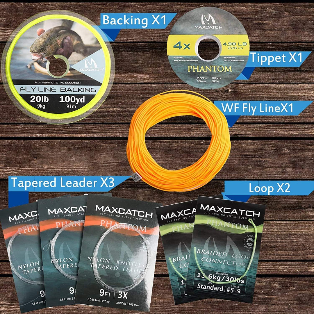 MAXIMUMCATCH Bestprice Fliegenfischen Schnur (Weight Forward, Schwimmende Fliegenschnur) und Fliegen