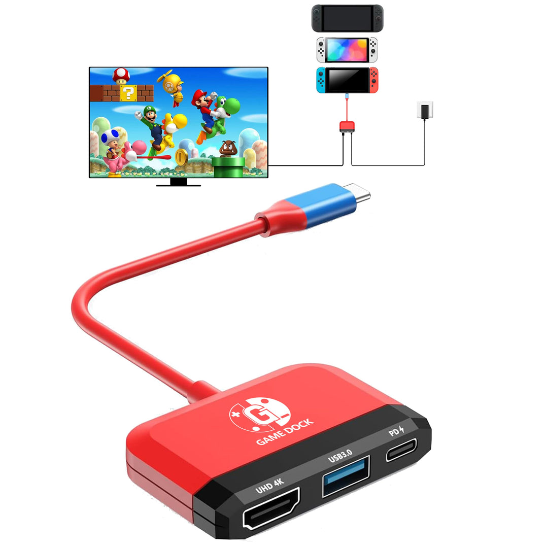 Switch Dock für Nintendo Switch/OLED Switch, 3-in-1 Mini Switch TV Dock mit 4K HDMI USB 3.0 Port USB