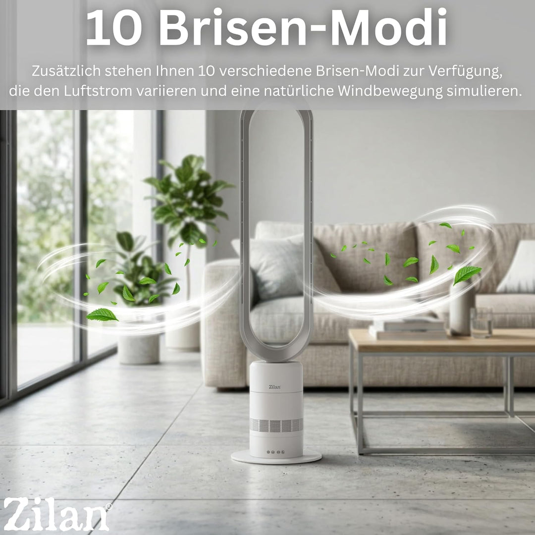 Zilan Turmventilator leise mit Fernbedienung – energiesparender BLDC Motor Standventilator mit Kühlu