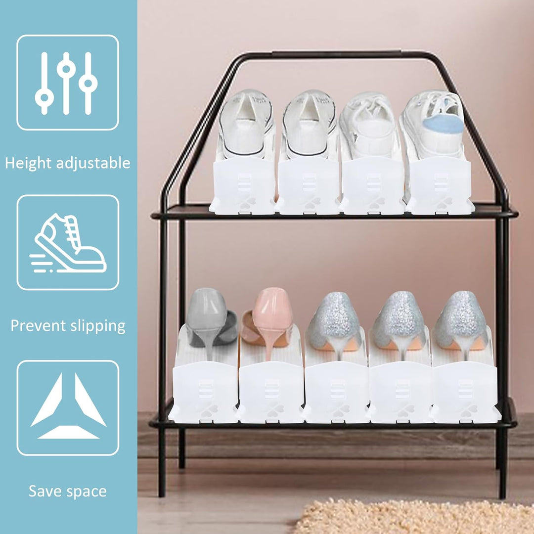 Einstellbare Schuhregale-20er Pack,Doppelschicht Schuhstapler,Schuhstapler/Schuhhalter Set,Platzspar