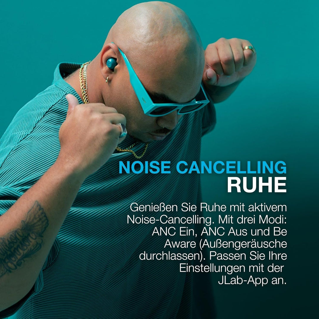 JLab Go Pop ANC In Ear Kopfhörer Bluetooth, Active Noise Cancelling kabellose Kopfhörer 24+ Std. Spi