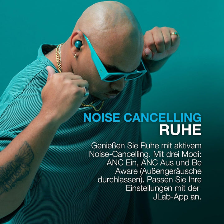 JLab Go Pop ANC In Ear Kopfhörer Bluetooth, Active Noise Cancelling kabellose Kopfhörer 24+ Std. Spi