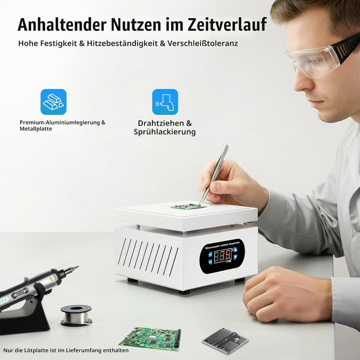 VonVVer Lötstation Heizplatte 150x150mm Mini Heizplatte Löten 500W Klein Heizplatten 400 ℃ Elektrisc