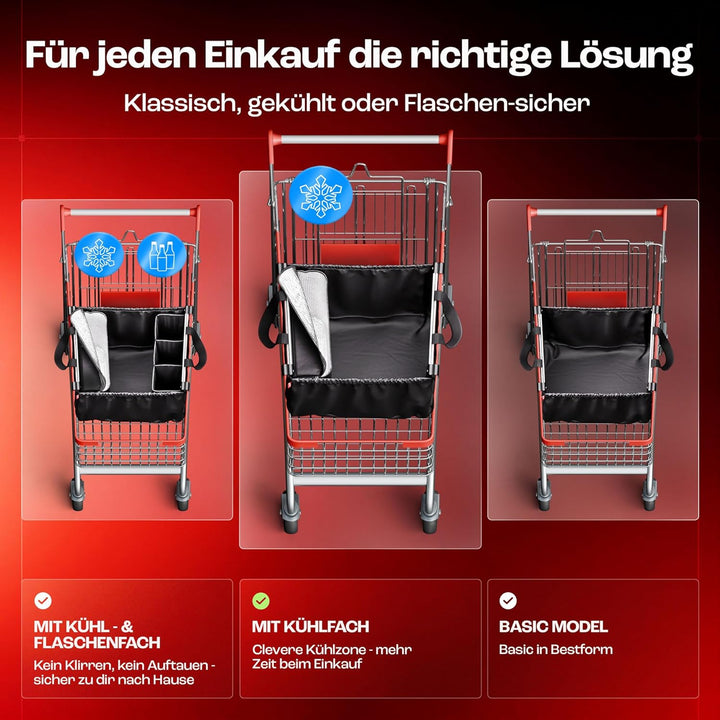 achilles Easy-Cooler Alu, Faltbare Einkaufswagentasche mit Kühlfach, Einkaufstasche passend für alle