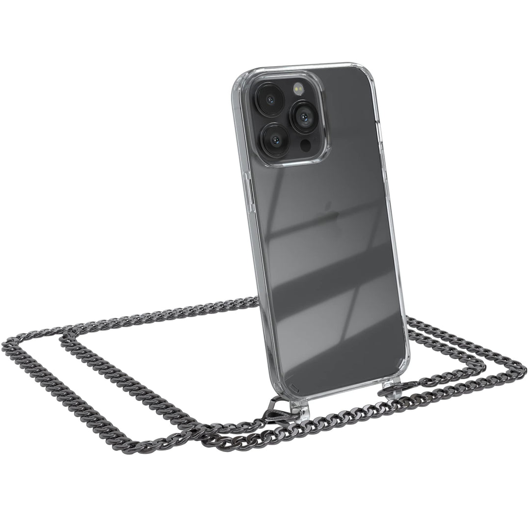 EAZY CASE Handykette kompatibel mit iPhone 13 Pro Handyhülle mit Metall Umhängeband und Ersatz Korde