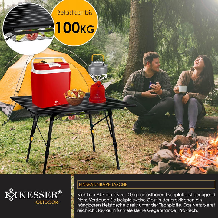 KESSER® Campingtisch faltbar Klapptisch mit Aluminiumrahmen Aufrollbare Tischplatte Falttisch klappb