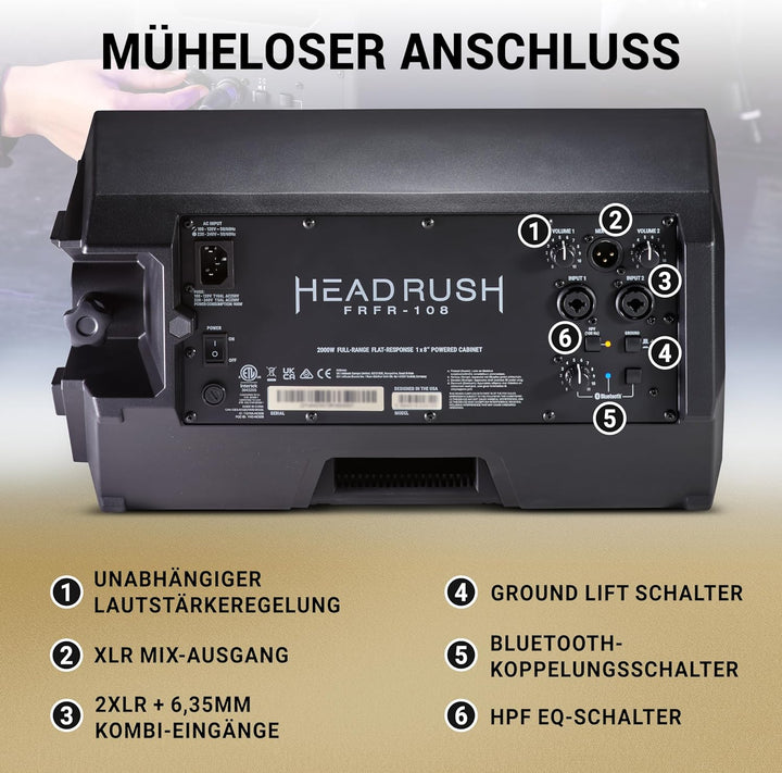 Headrush FRFR108 MKII - 2000W E Gitarre & Bass Amp, 8" Fullrange linearer Frequenzgang Bluetooth-Lau