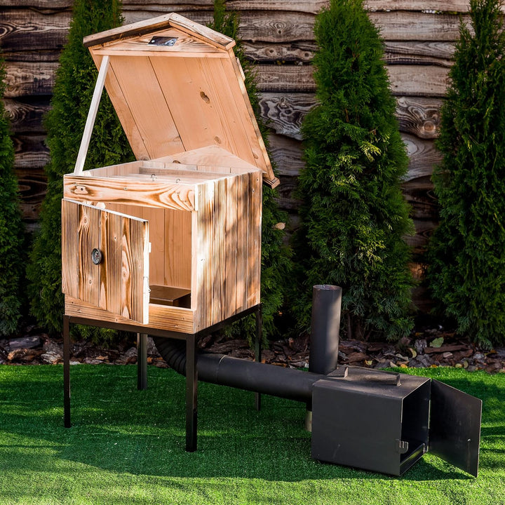 ADGO Modulare Smokerhouse 50cm, Holzräucherei aus Fichte, Holz Räucherei, Gartenräucherei, Tradition