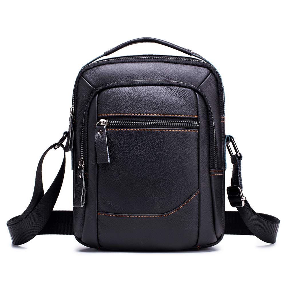 MANNUOSI Herren Schultertaschen business Freizeit Henkeltaschen echtleder vintage Handtaschen Einhei