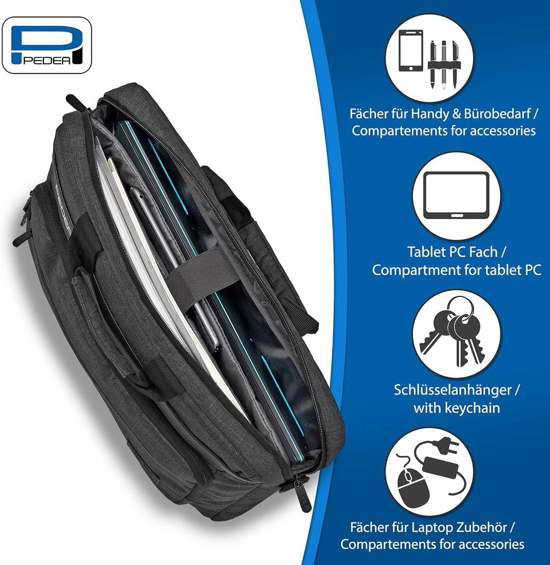 Pedea Laptoptasche URBAN-NICE Notebook Umhängetasche mit Tablet Fach, grau 15,6 Zoll Urban-Nice 15,6
