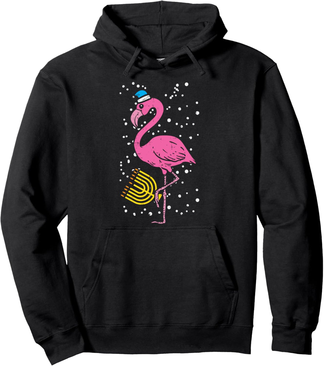 Jewish Flamingo Menorah Bird Lover Hanukkah Chanukah Gift Pullover Hoodie