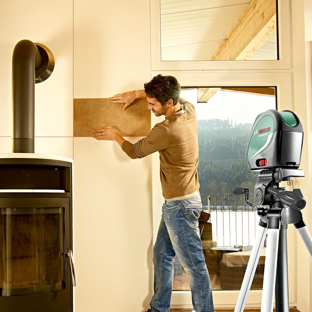Bosch Kreuzlinienlaser UniversalLevel 3 mit Stativ (3 Laserlinien inkl. vertikaler Linie im 90°-Wink