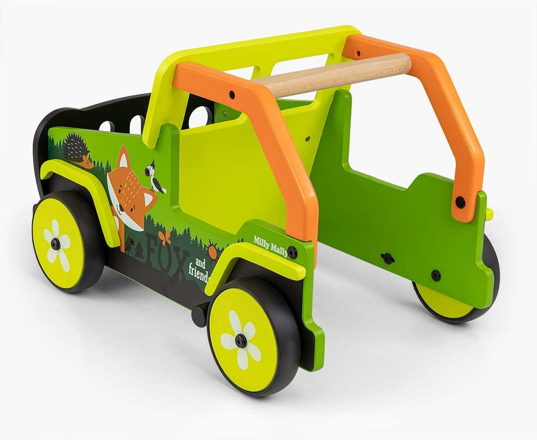 Milly Mally Explorer Kinder Lauflernwagen Holz Baby Push Pull Lauflernhilfe Spielzeug für 1-3 Jahre