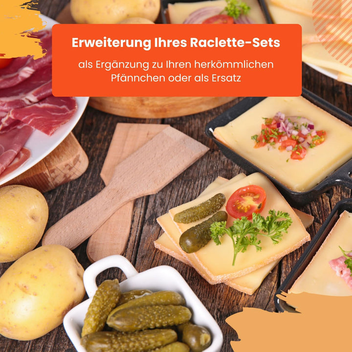 Syntrox 8 Raclette Pfännchen viereckig mit Schaber Antihaftbeschichtung Grill Zubehör, Ersatzpfännch