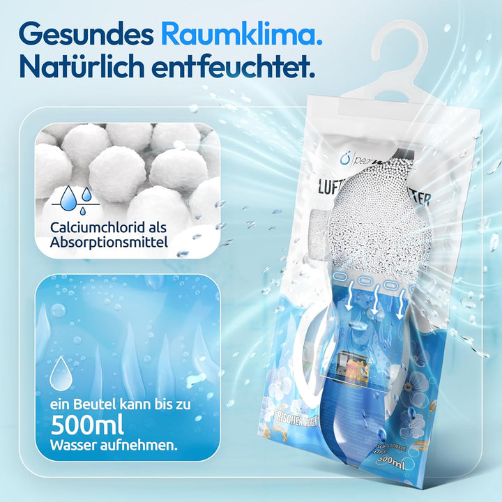 PEARWAY 10x Schrank Entfeuchter 500ml I Feuchtigkeits Beutel Frischer Morgen I Entfeuchter Schrank I