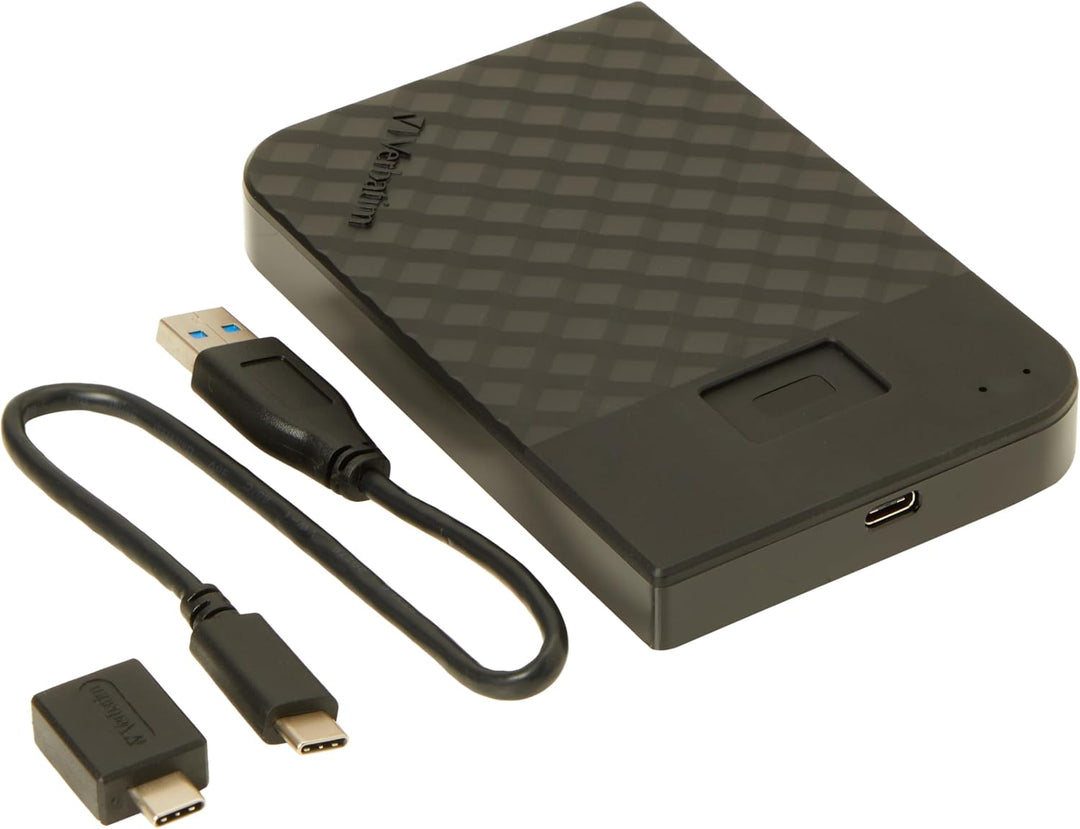 Verbatim Fingerprint Secure, 2 TB, Schwarz, Externe Festplatte mit Fingerabdruckscanner, USB 3.1 GEN