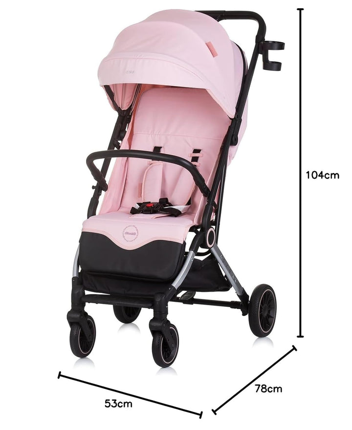 Chipolino Kinderwagen, Buggy Pixie zusammenklappbar Getränkehalter Korb 22 kg, Farbe:pink, pink