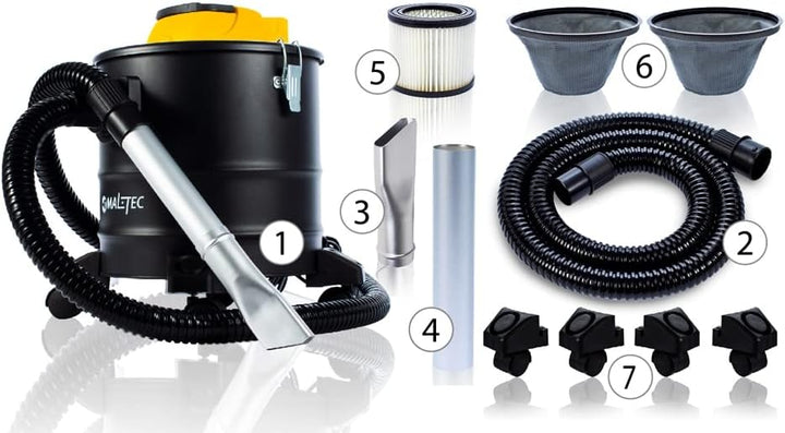 MalTec Industriestaubsauger ML1800-ASH Industriestaubsauger Aschesauger Kaminsauger 1800W 18 Liter |
