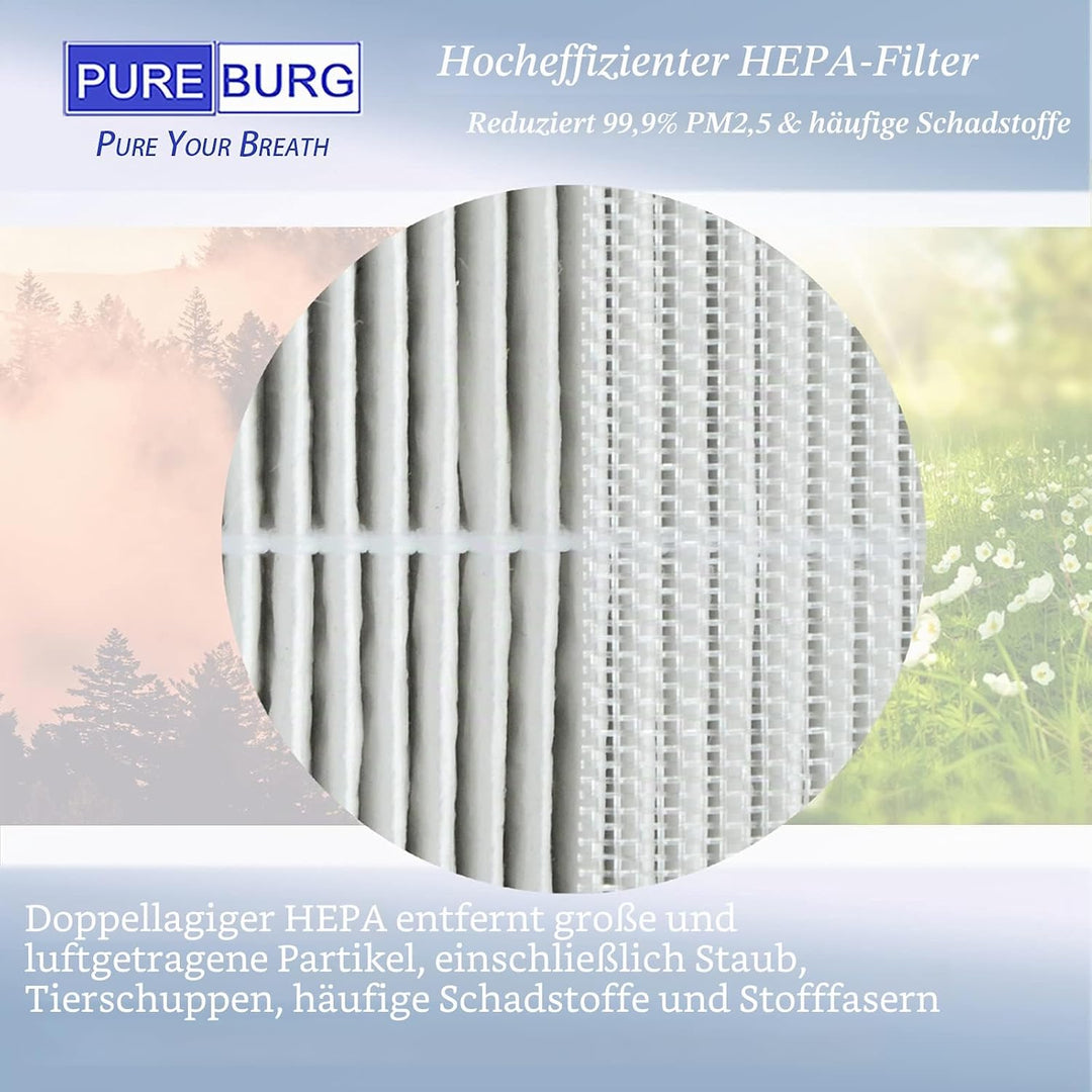 PUREBURG BAP20 Ersatz-Filter kompatibel mit Bagotte Luftreiniger BAP20, Teilenummer BAP20-HF, Aktivk