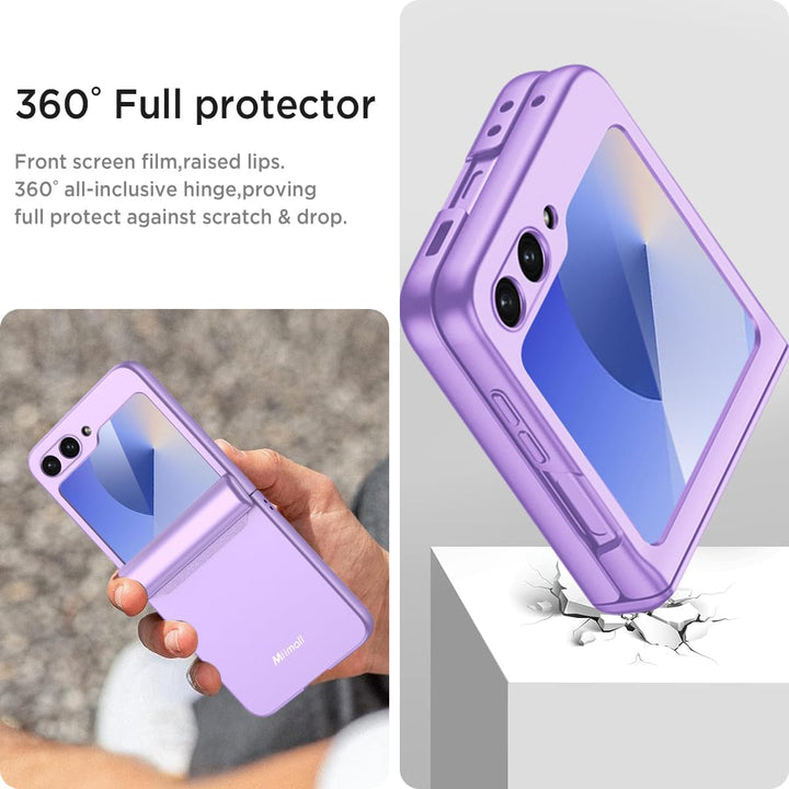 Miimall Kompatibel mit Samsung Galaxy Z Flip 6/Flip7 FE Hülle mit Scharnierschutz Magnetischer [Exte