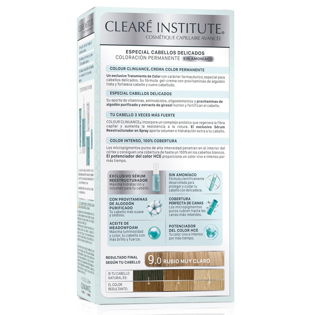 Clinuance | Permanente Coloration ohne Ammoniak | Empfindliches Haar | 9.0 Sehr Hellblond | 170ml (x