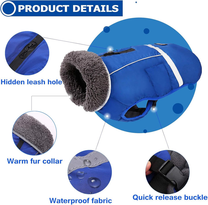 QBLEEV Hundewintermantel, warm, reflektierende Hundejacke, Rollkragen, wasserdicht, für kaltes Wette