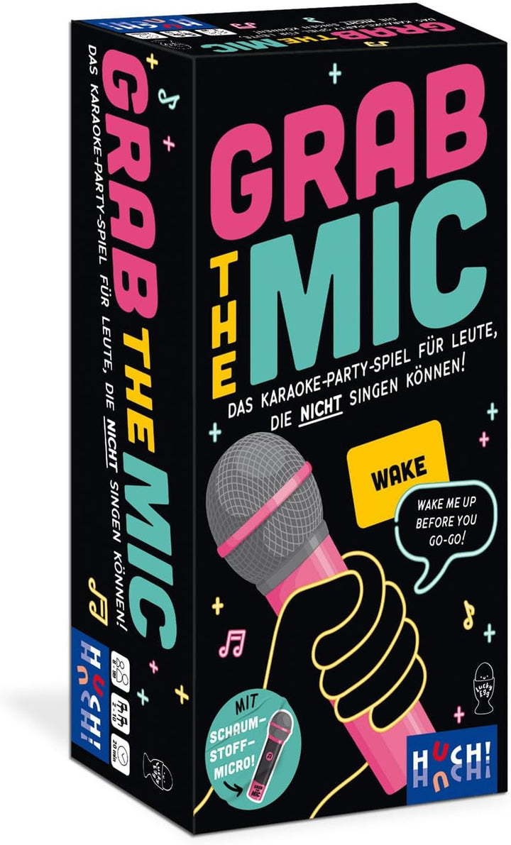 HUCH!, Grab The Mic Spiel Deutsch, Karaoke Spiel mit lustigen Songtext-Challenges, Partyspiele lusti