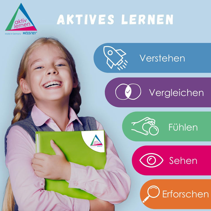 WISSNER® RE-Wood Rechenstäbe – 100 Stück in 10 Montessori-Farben, nachhaltige Cuisenaire-Stäbe aus H