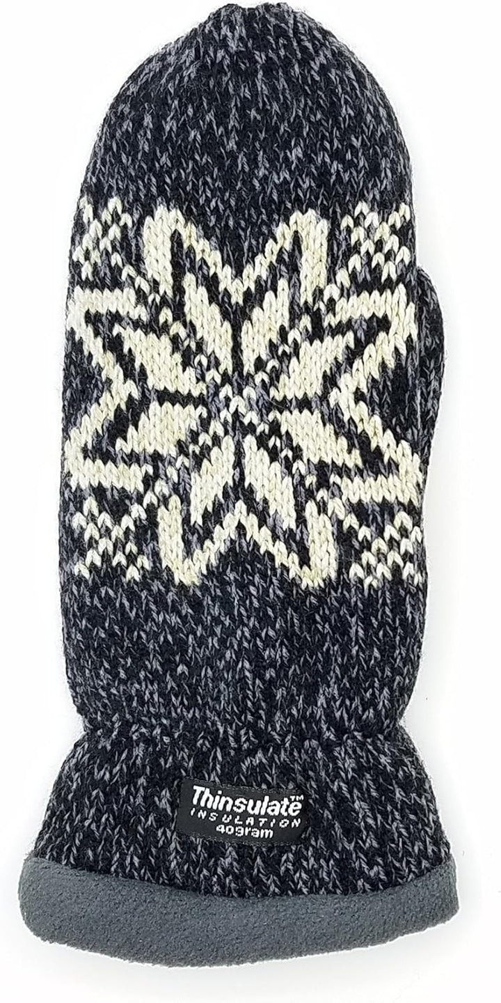 BRUCERIVER Damen Schneeflocke Strickhandschuhe mit warmem Thinsulate Fleece Futter Schwarz, Blau, Gr